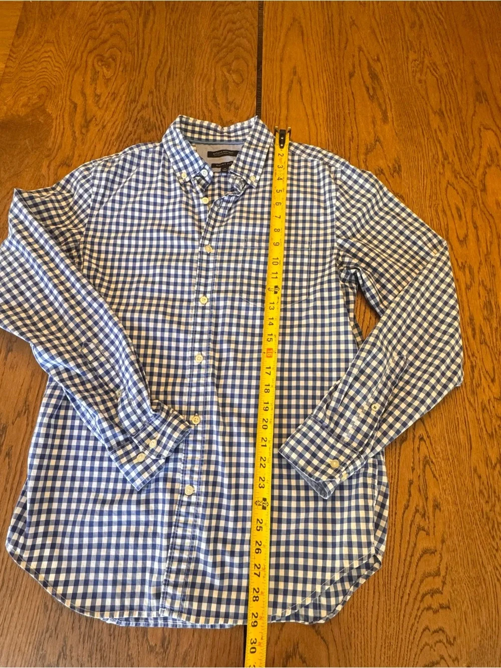 Banana Republic Shirt Mens M Blue Cotton Gingham Grant Preppy Business Casual